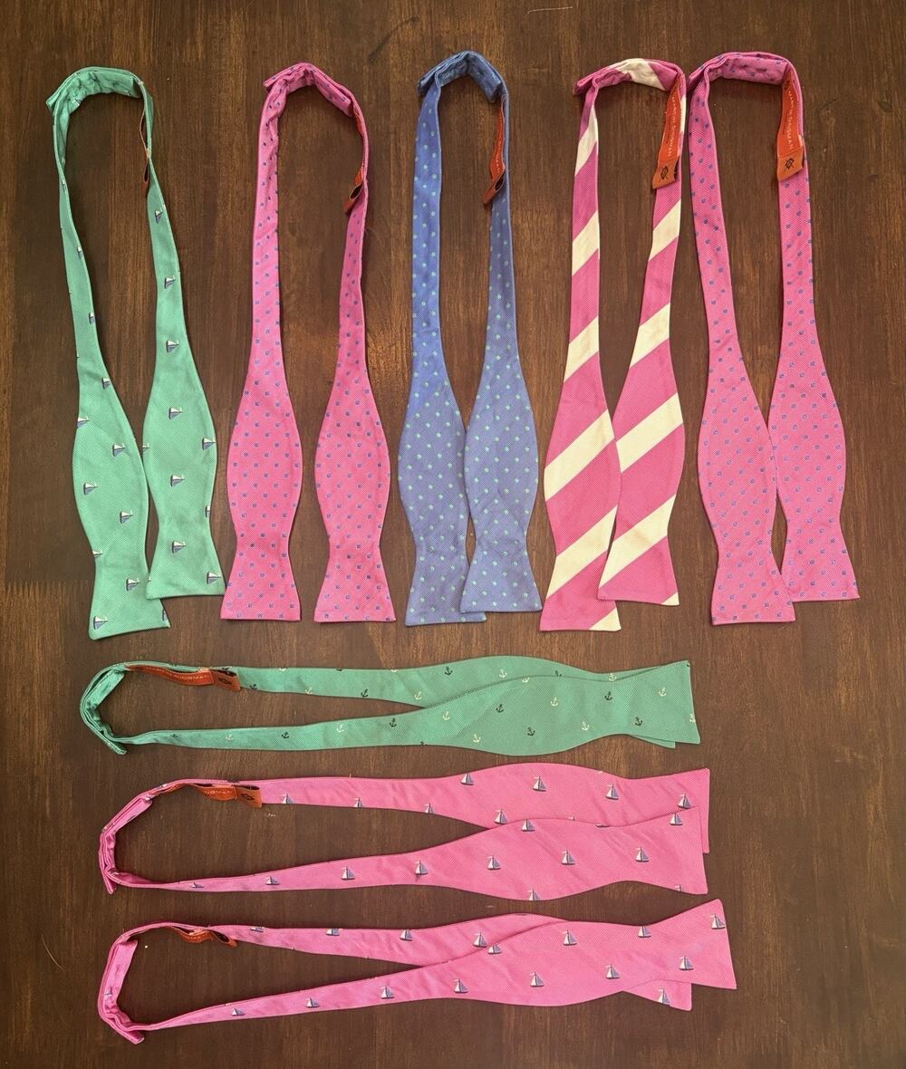 M-18 (8) Martin Dingman Men’s Bow ties Pink Blue Lot 100% Silk